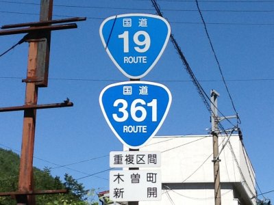 R19とR361の重複国道標識